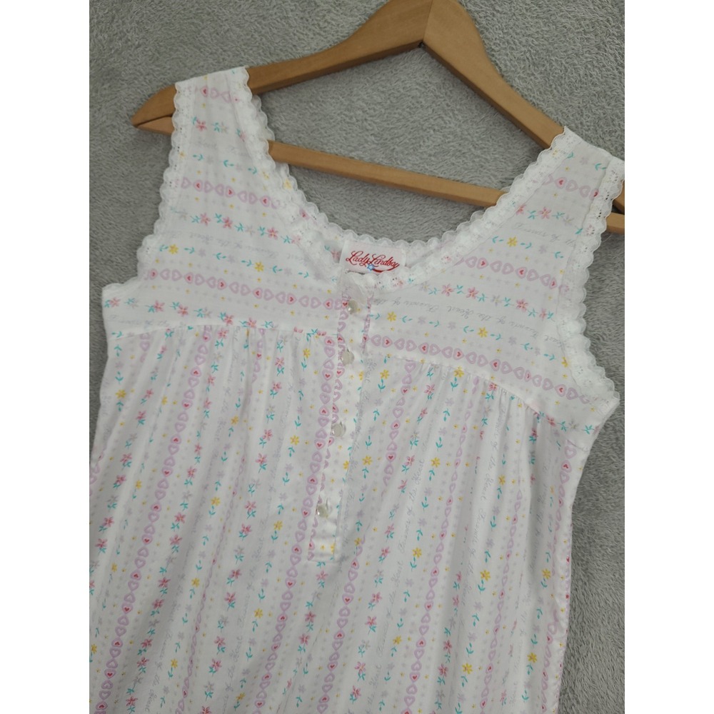 Vintage Lady Lindsay Nightgown Floral Heart Friends Small Sleeveless Cottagecore
